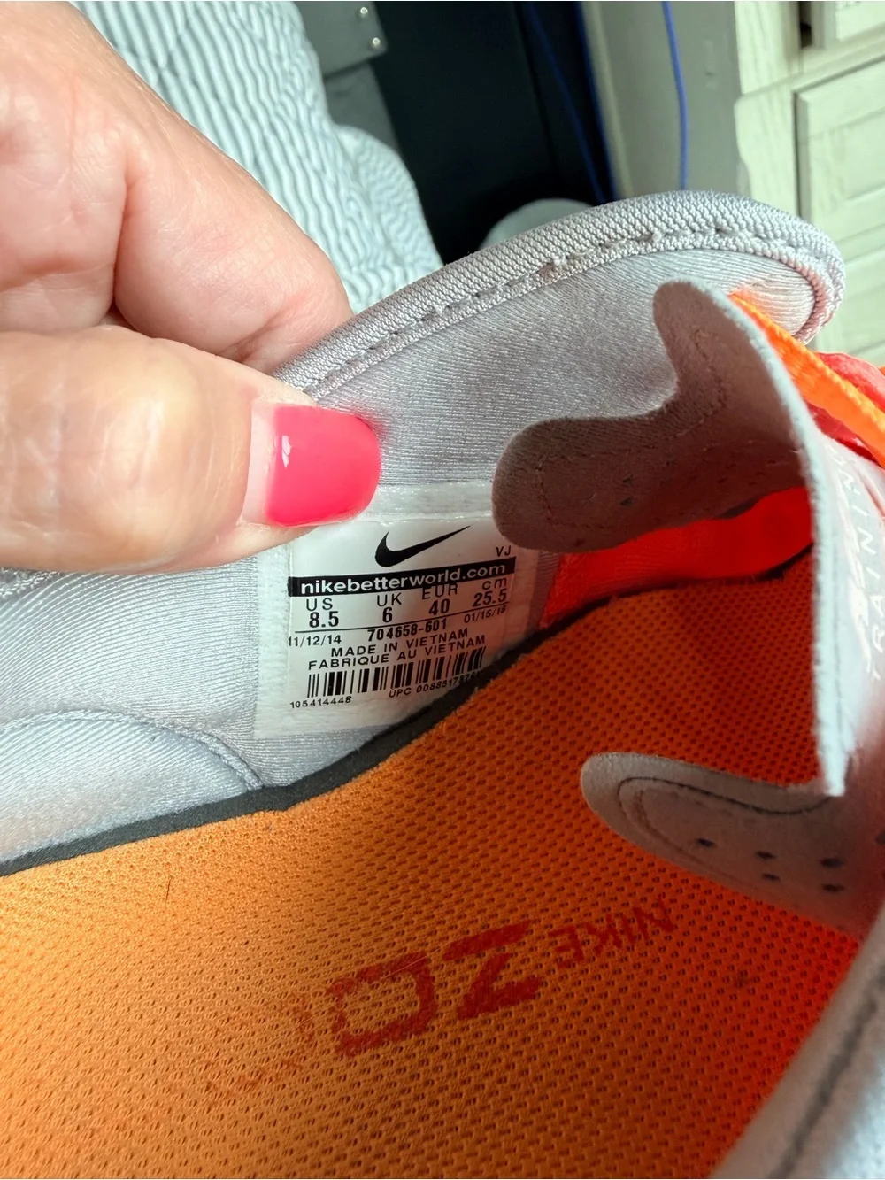 Nike Women's Coral and Orange Mesh Running Shoes